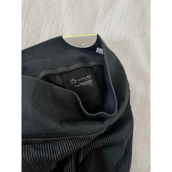 NWT Aerie OFFLINE Seamless Ribbed Cable High Waist Legging 7/8 Washed Black Sz S - Picture 7 of 9